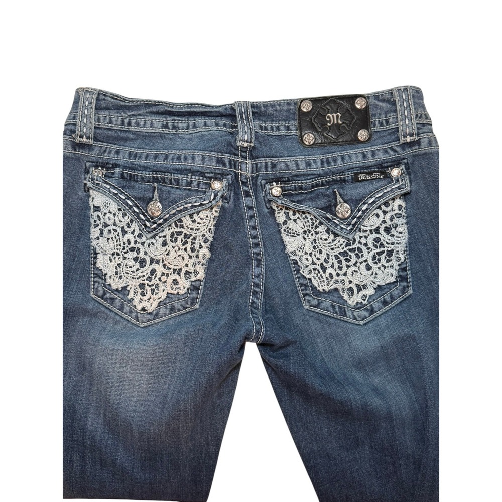Miss Me Jeans Signature Boot Cut Jeans 31 X 34 Lace Pockets JW6171B - Picture 11 of 12